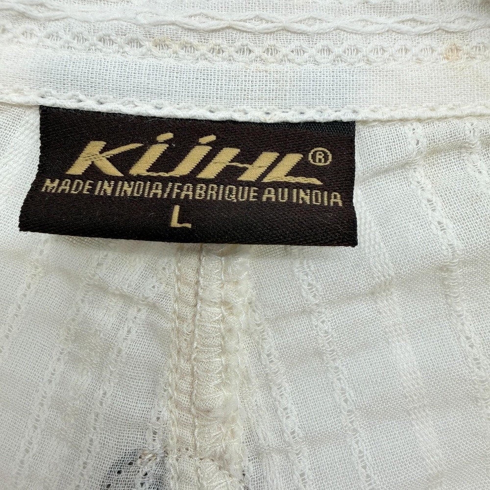Vintage Kuhl Top Shirt Blouse Size Large Ruched Button Up Quiet Luxury Neutral - Picture 11 of 14